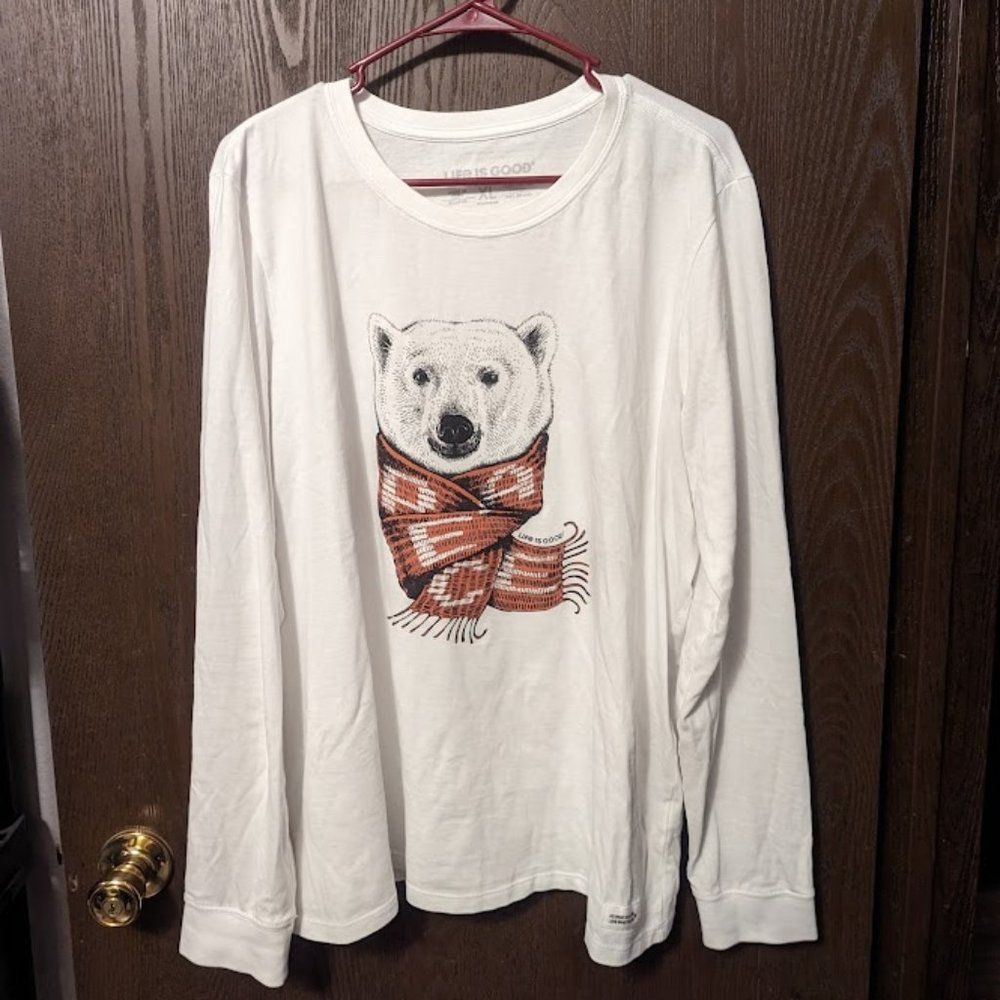 Women's Polar Bear Peace Long Sleeve Crusher Tee Size XL